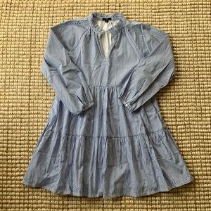 J. Crew white and blue stripe poplin dress